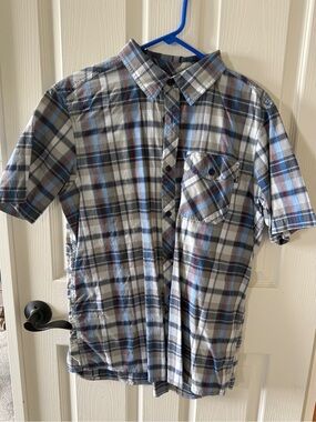 Outdoor Research Short-Sleeve Plaid Button-Down Shirt - Blue, Gray, Red